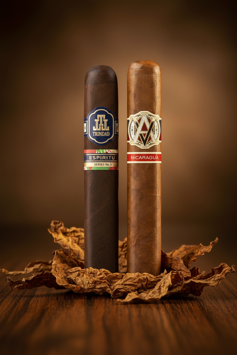 Trinidad Espiritu & AVO Nicaragua - Tobacco Leaf Background
